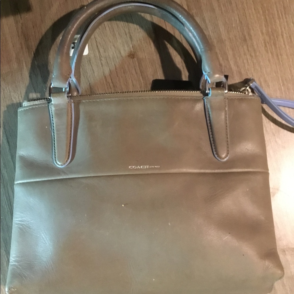 COACH Grey leather with blue trimming